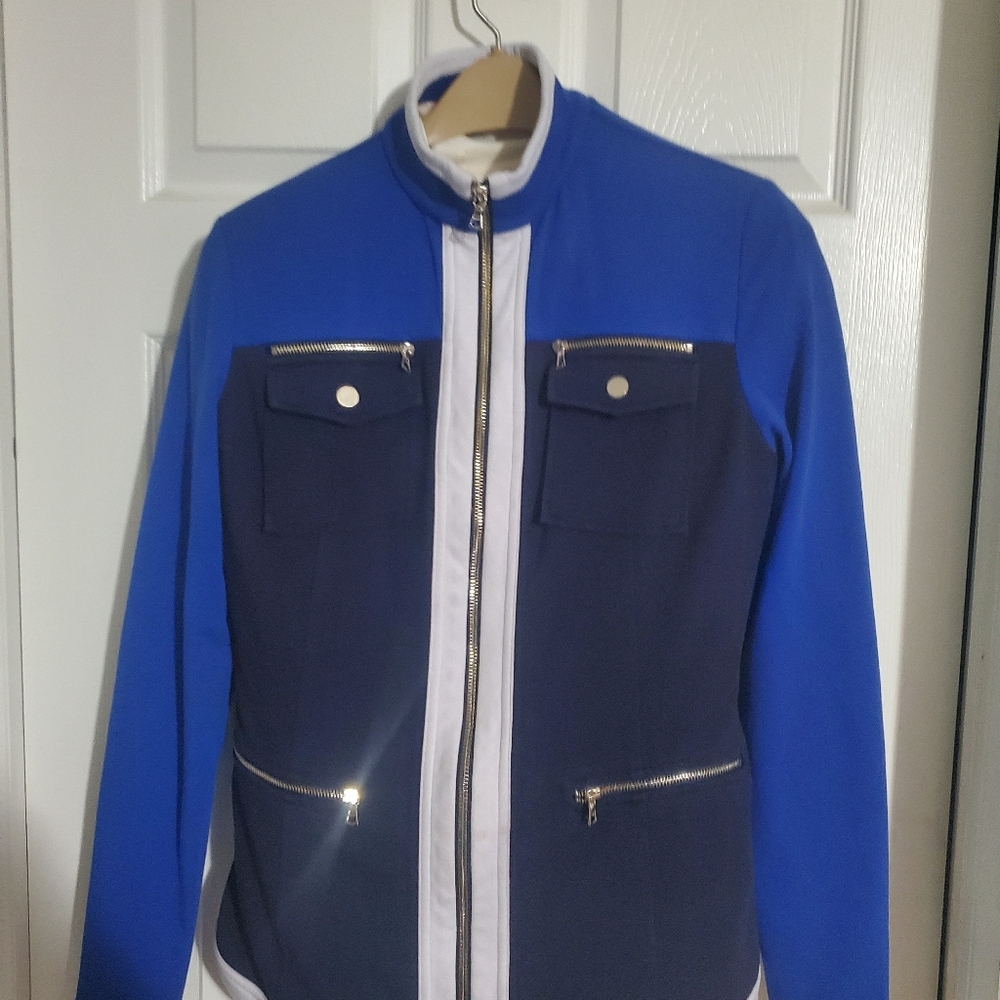 Boston Proper Royal Blue and Navy Bomber Jacket